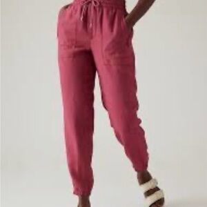 Athleta Retreat Linen Jogger in Coffeeberry.  14T